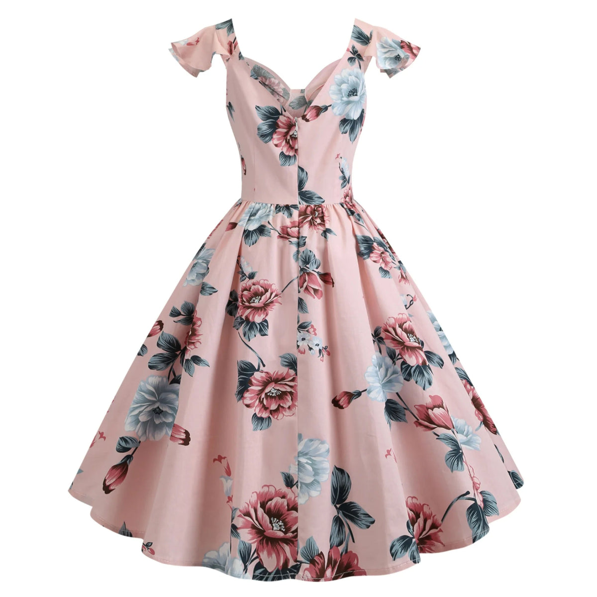 Robe Année 50 Fleur Rose - Louise Vintage