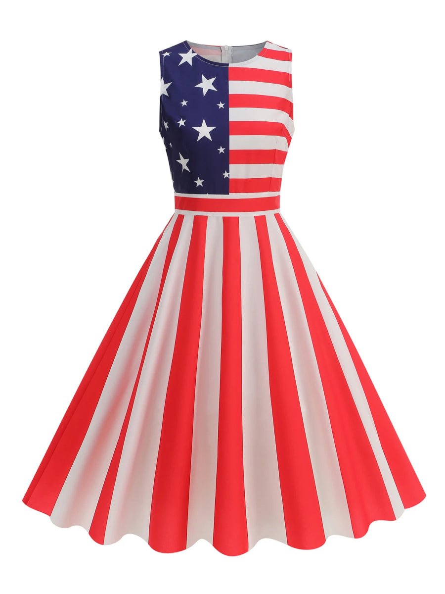 Robe Année 70 Drapeau USA - Louise Vintage