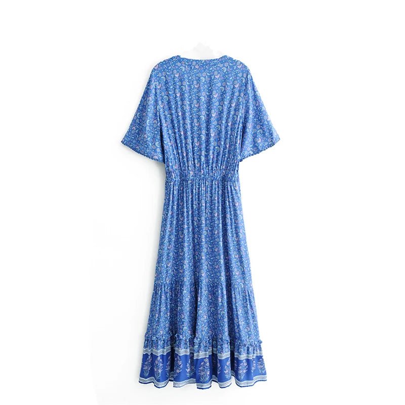 Robe Année 70 Femme Bleue - Louise Vintage