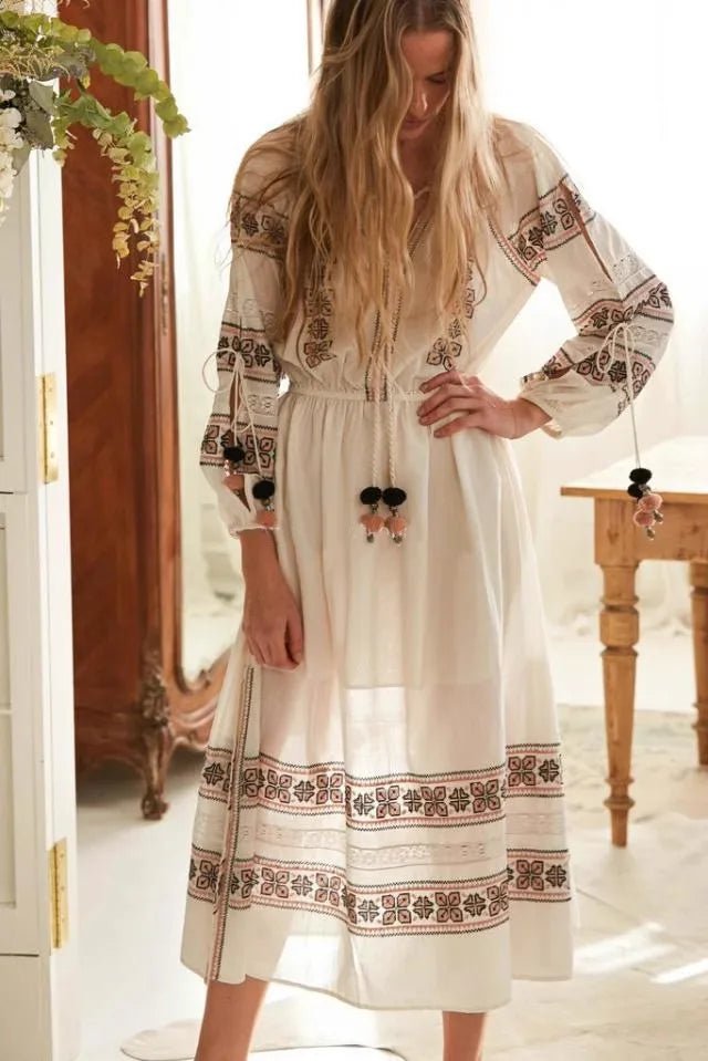 Robe Année 70 Hippie Blanche - Louise Vintage
