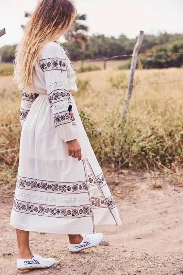 Robe Année 70 Hippie Blanche - Louise Vintage