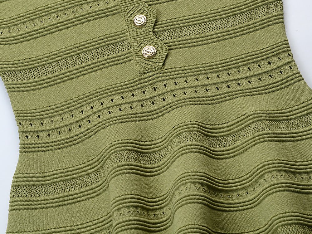 Robe Année 70 Vintage Noire et Verte - Louise Vintage