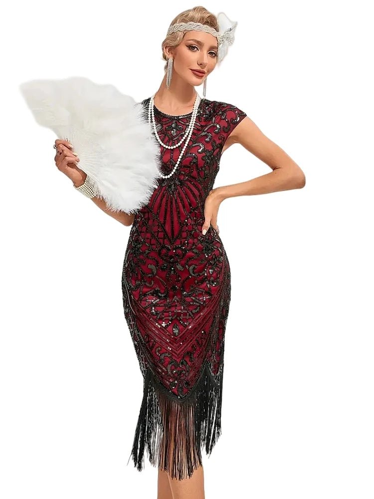 Robe Années 20 Vintage Grande Taille Rouge Noire - Louise Vintage