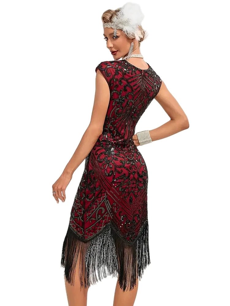 Robe Années 20 Vintage Grande Taille Rouge Noire - Louise Vintage