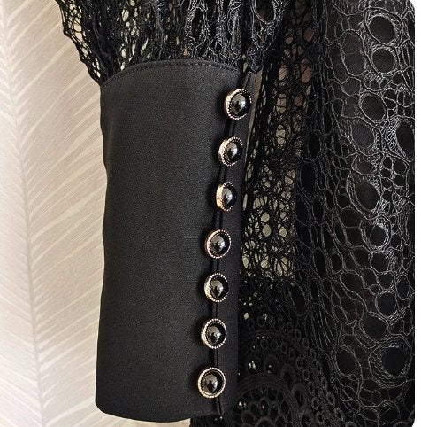 Robe Années 40 Dentelle Vintage Chic Noir - Louise Vintage