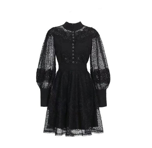 Robe Années 40 Dentelle Vintage Chic Noir - Louise Vintage