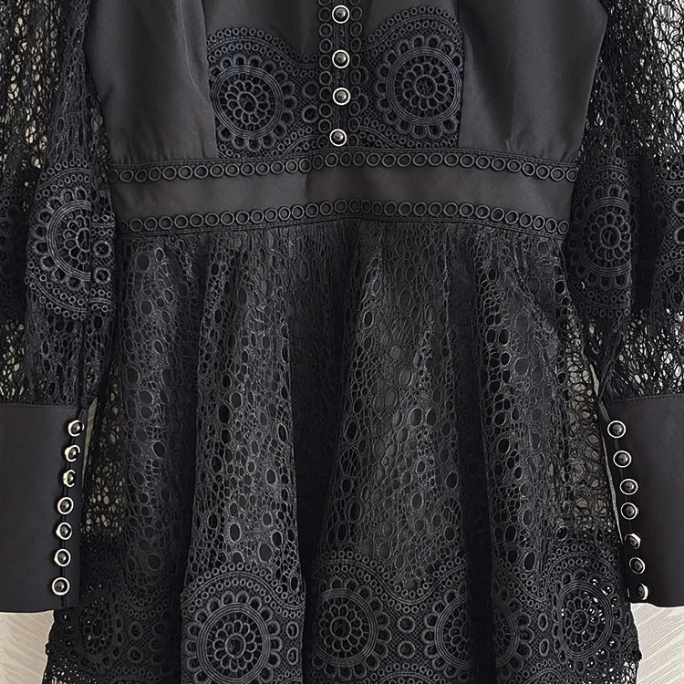 Robe Années 40 Dentelle Vintage Chic Noir - Louise Vintage