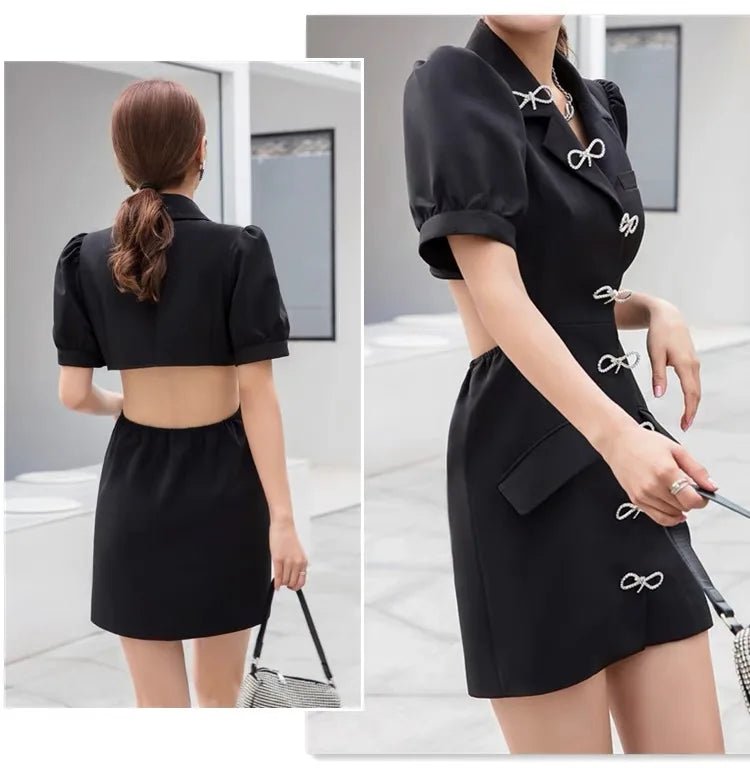 Robe Années 40 Noire Ajourrée - Louise Vintage