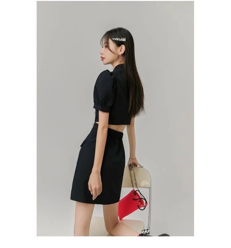 Robe Années 40 Noire Ajourrée - Louise Vintage