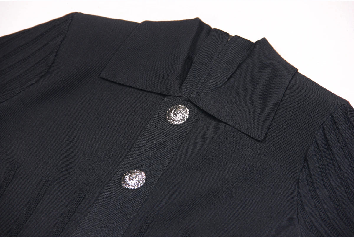 Robe Années 40 Noire Boutons - Louise Vintage