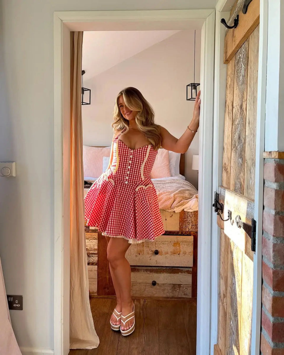 Robe Années 40 Rouge et Blanche - Louise Vintage