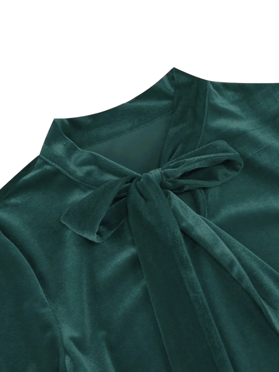 Robe Années 40 Velours Verte - Louise Vintage