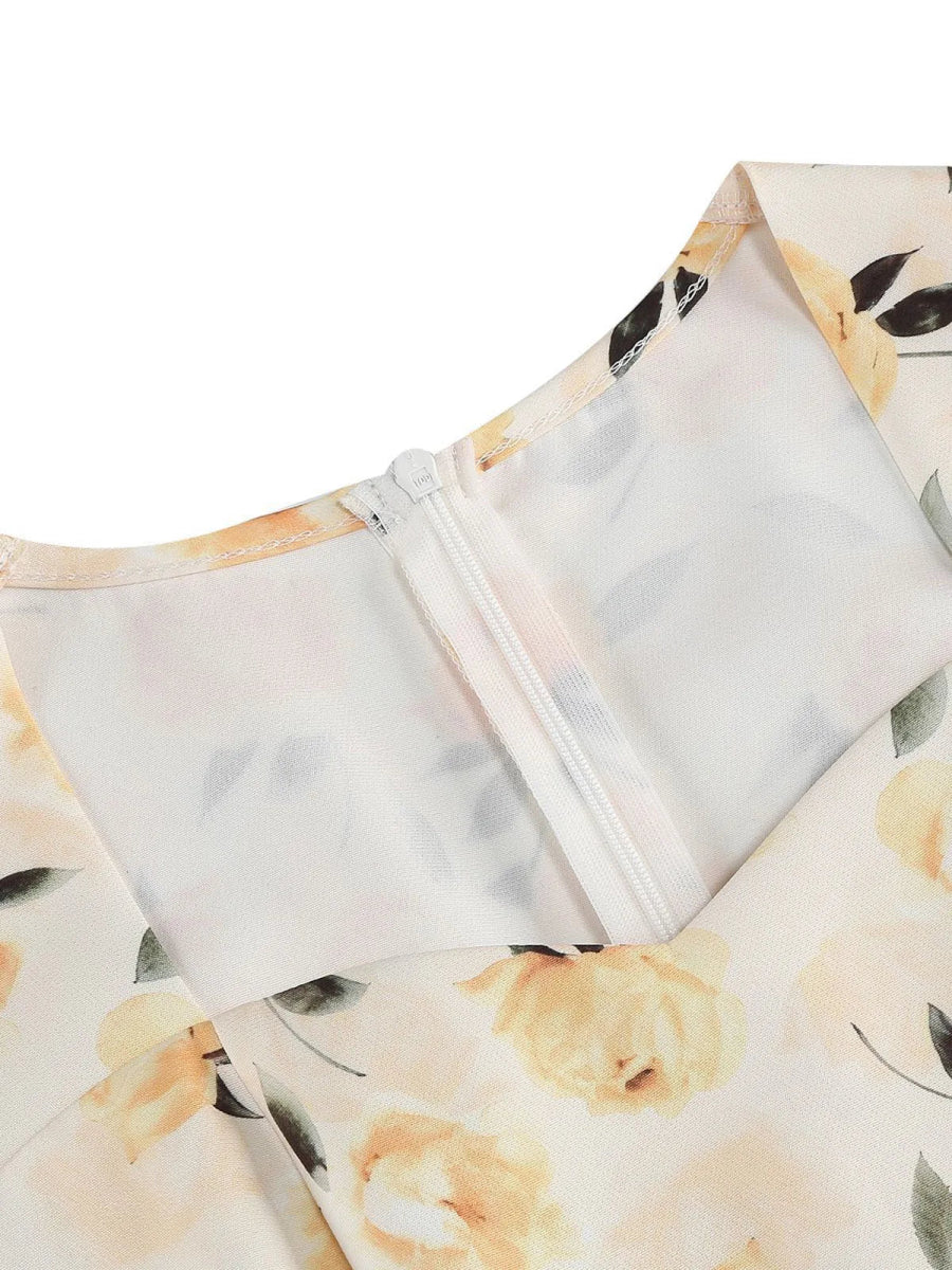 Robe Années 60 Elastique Fleurs - Louise Vintage