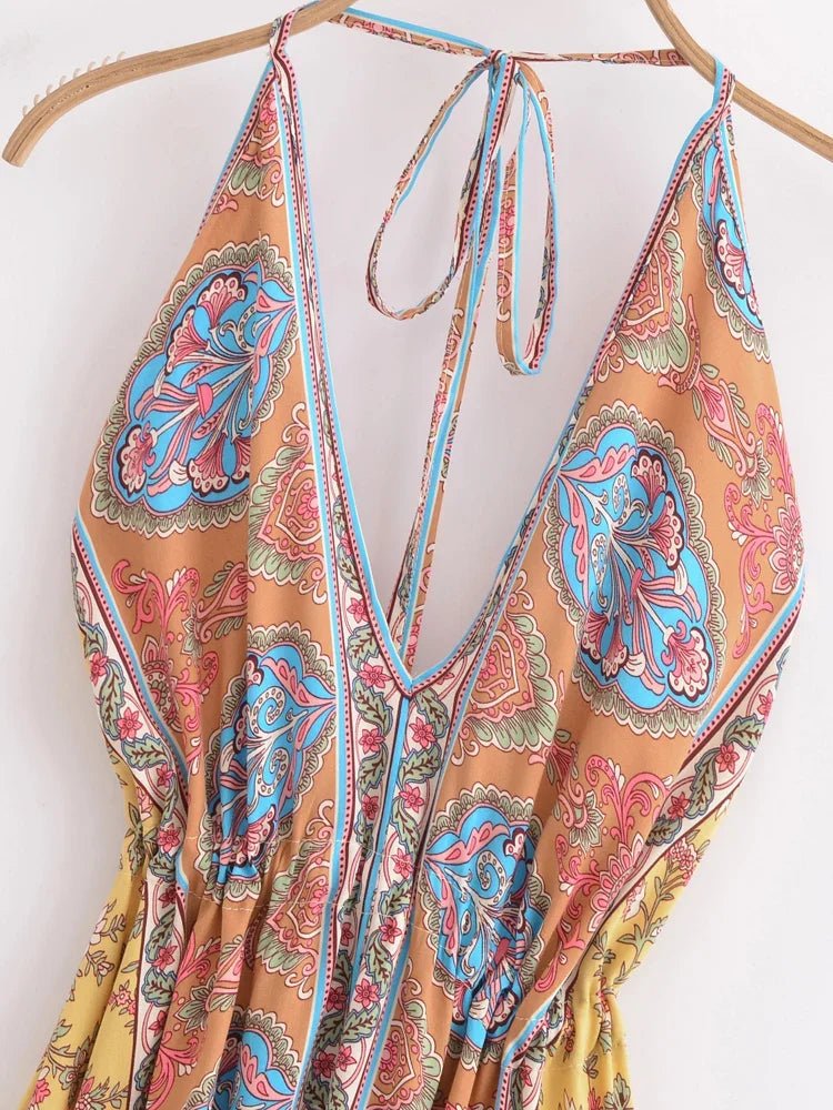 Robe Années 70 Hippie Flower Power - Louise Vintage
