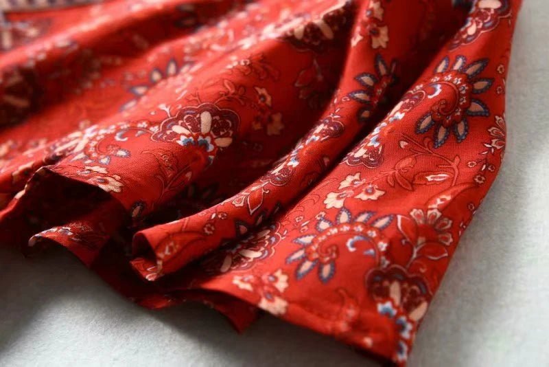 Robe Années 70 Hippie Rouge - Louise Vintage