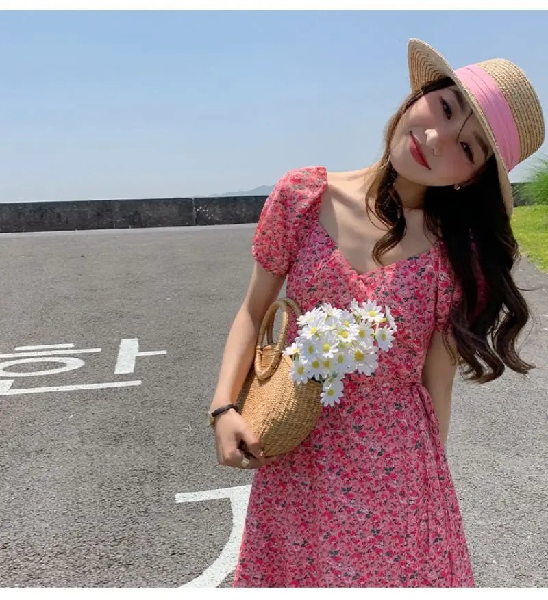 Robe Chasuble Année 70 Rose - Louise Vintage