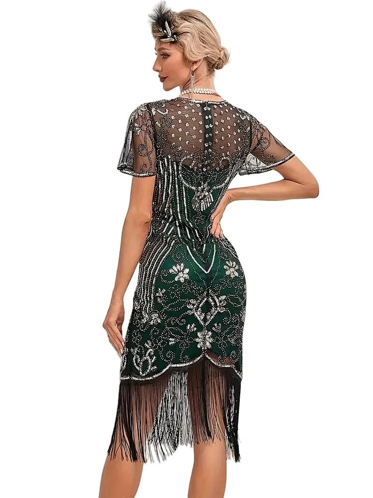 Robe Cocktail Année 20 Verte - Louise Vintage