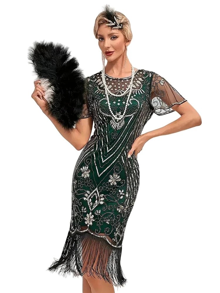 Robe Cocktail Année 20 Verte - Louise Vintage