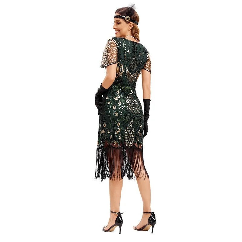 Robe Cocktail Année 20 Verte - Louise Vintage