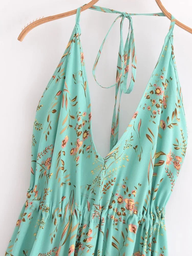 Robe Courte Année 70 Turquoise - Louise Vintage