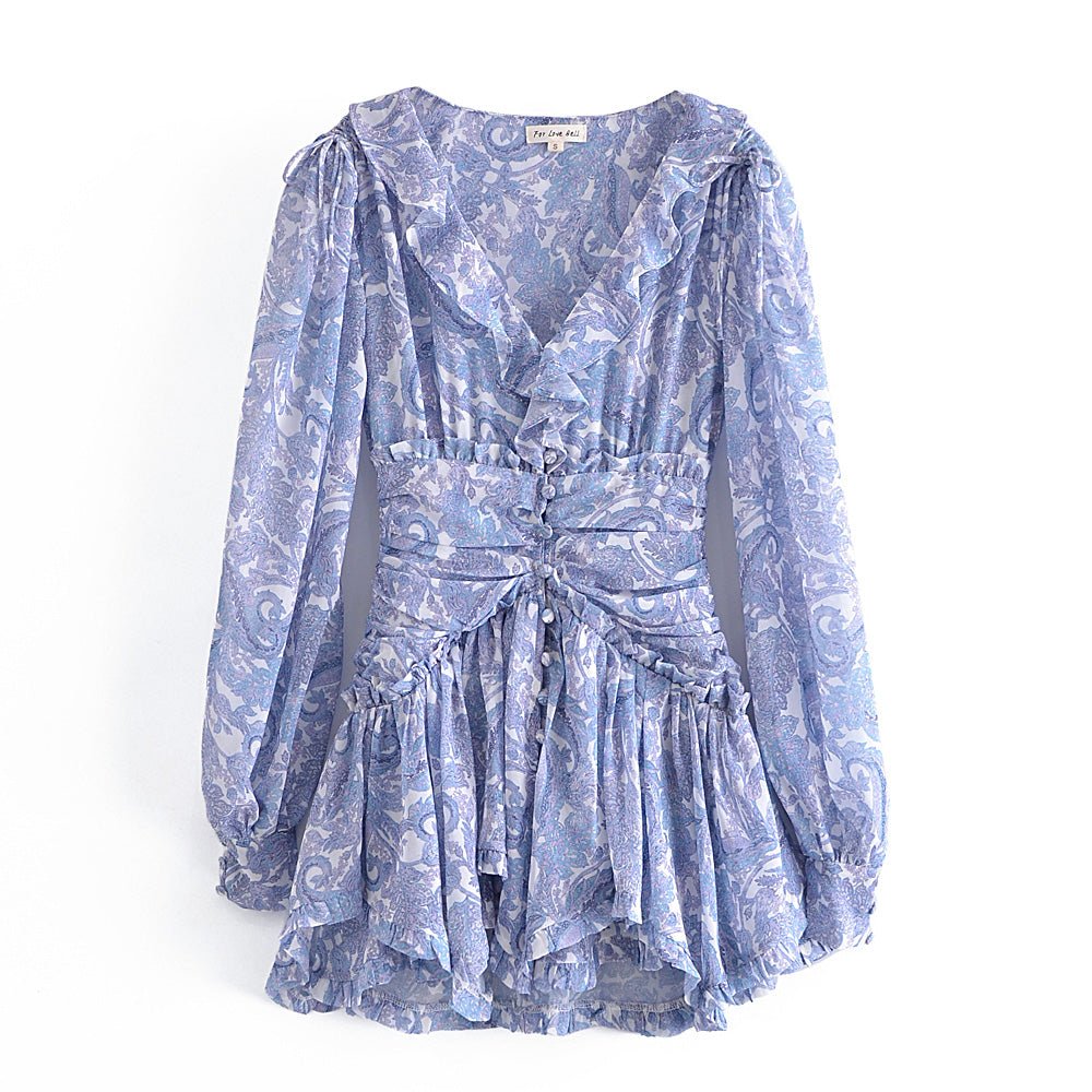 Robe Courte Vintage Fleurie Bleu - Louise Vintage