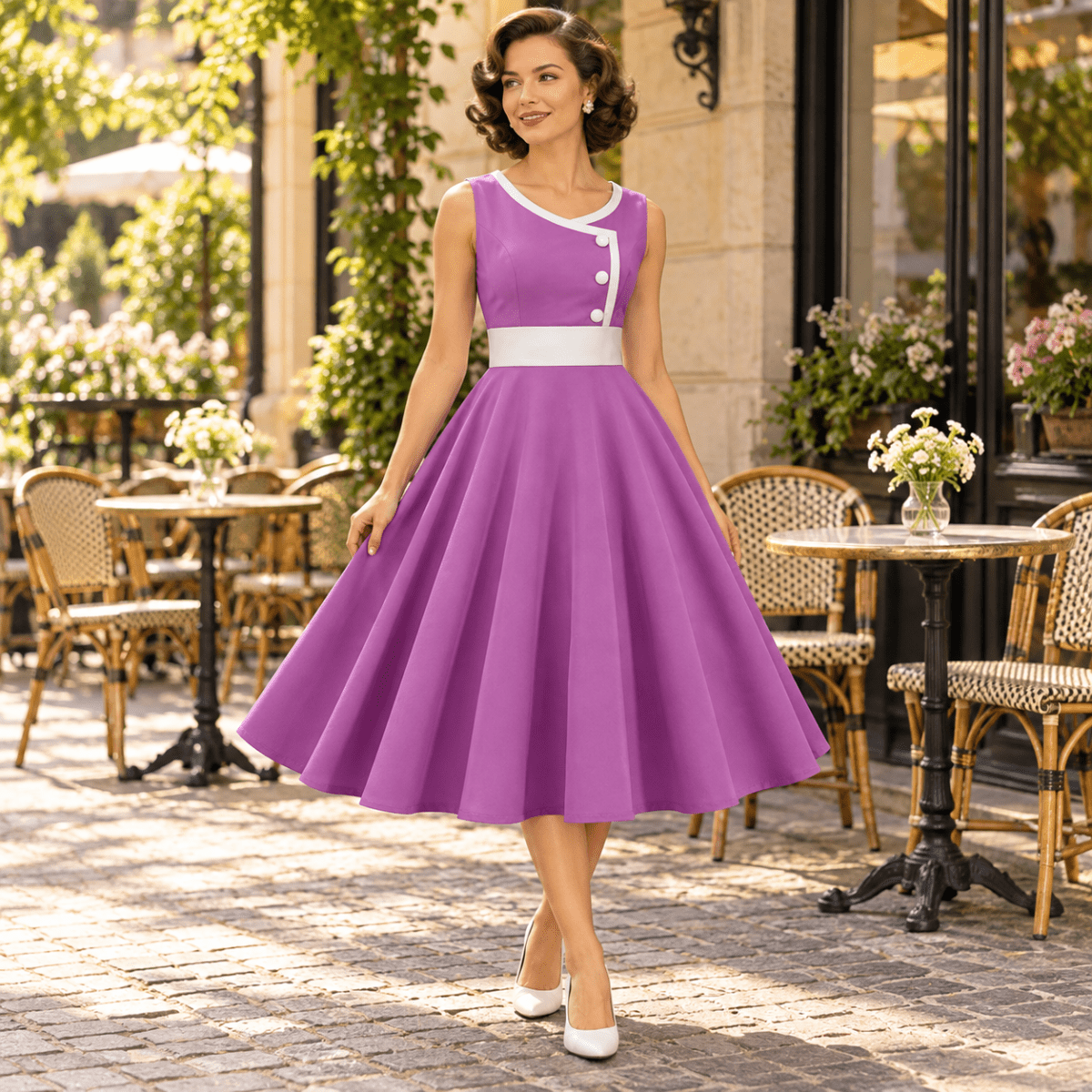 Robe de Cérémonie Année 50 Violet - Louise Vintage
