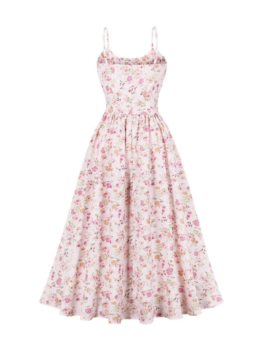 Robe de Cérémonie Vintage Fleurie Rose - Louise Vintage