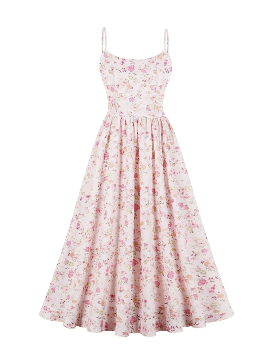 Robe de Cérémonie Vintage Fleurie Rose - Louise Vintage