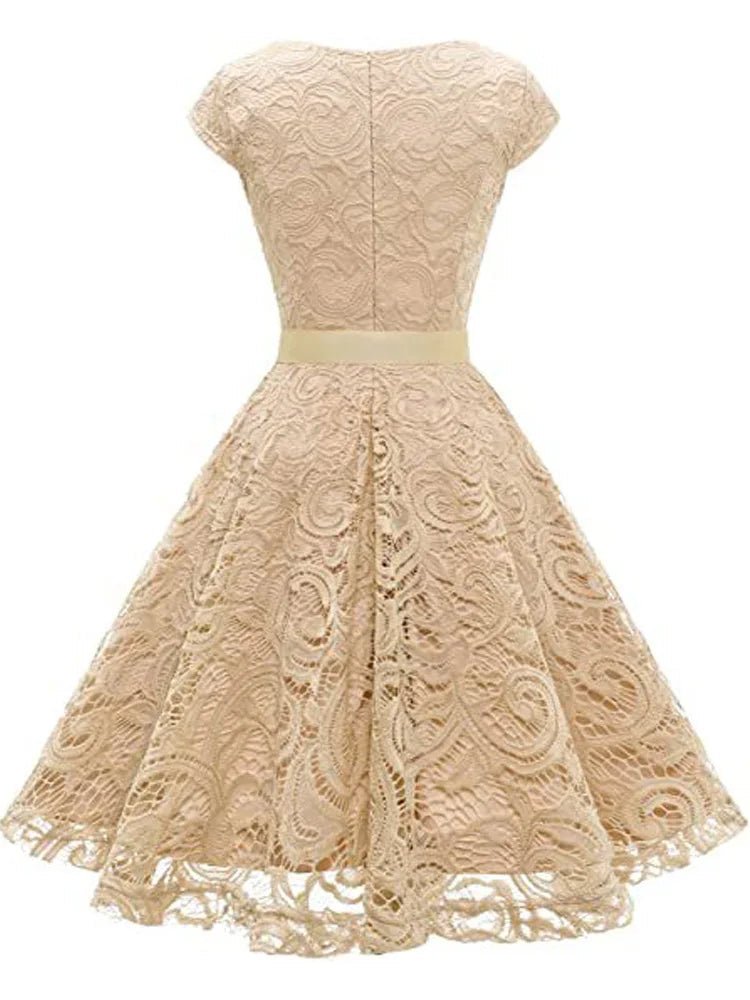 Robe de Soirée des Années 50 Dentelle Café - Louise Vintage