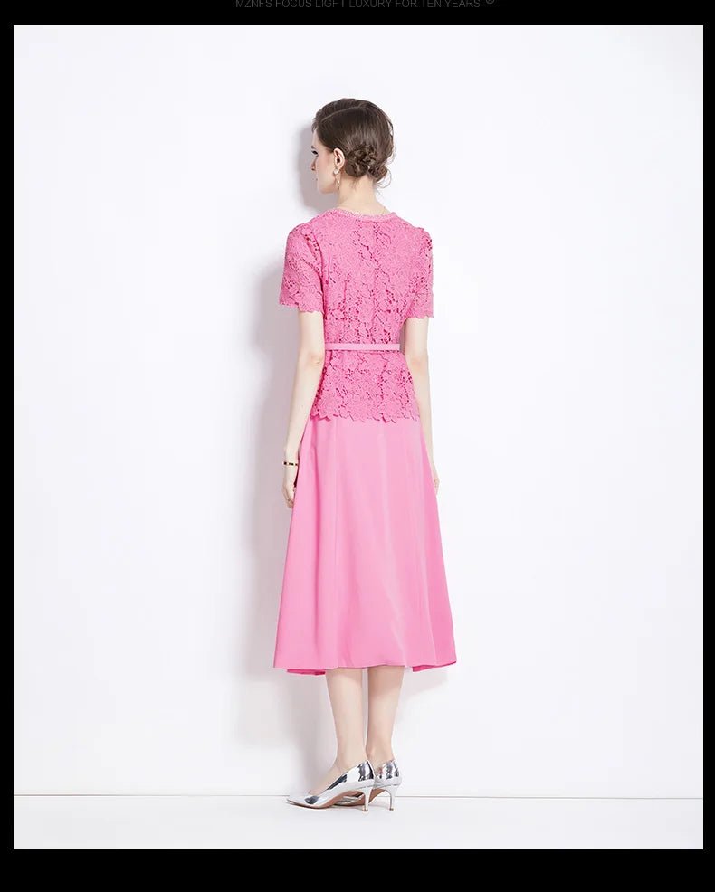 Robe Dentelle Rose Vintage - Louise Vintage