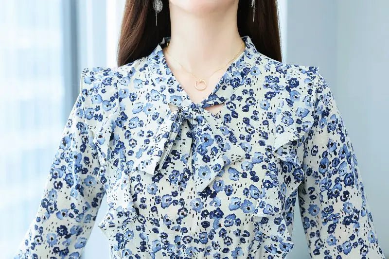 Robe Des Années 70 Bleue et Blanche - Louise Vintage