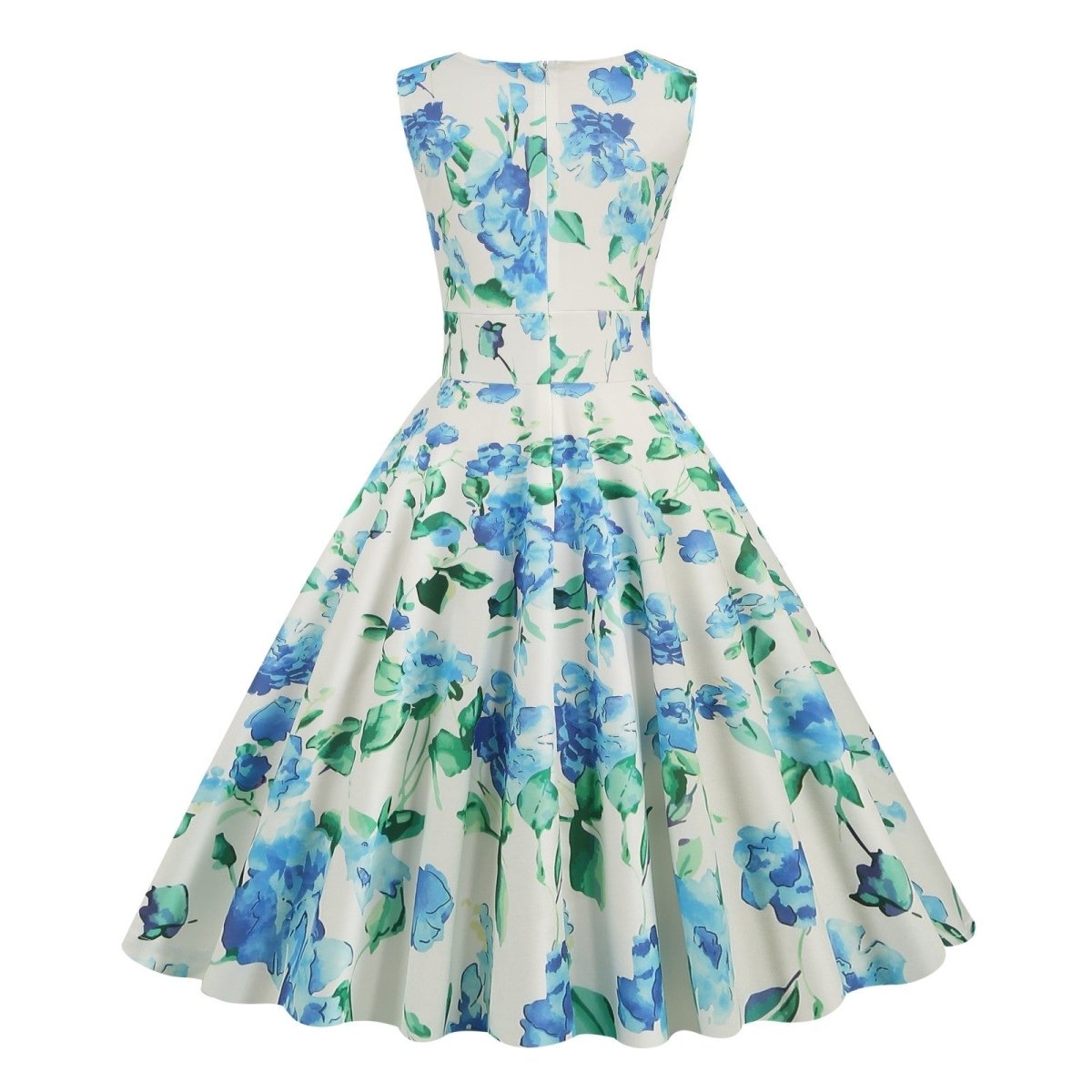 Robe Evasée Vintage Fleurs Bleues - Louise Vintage