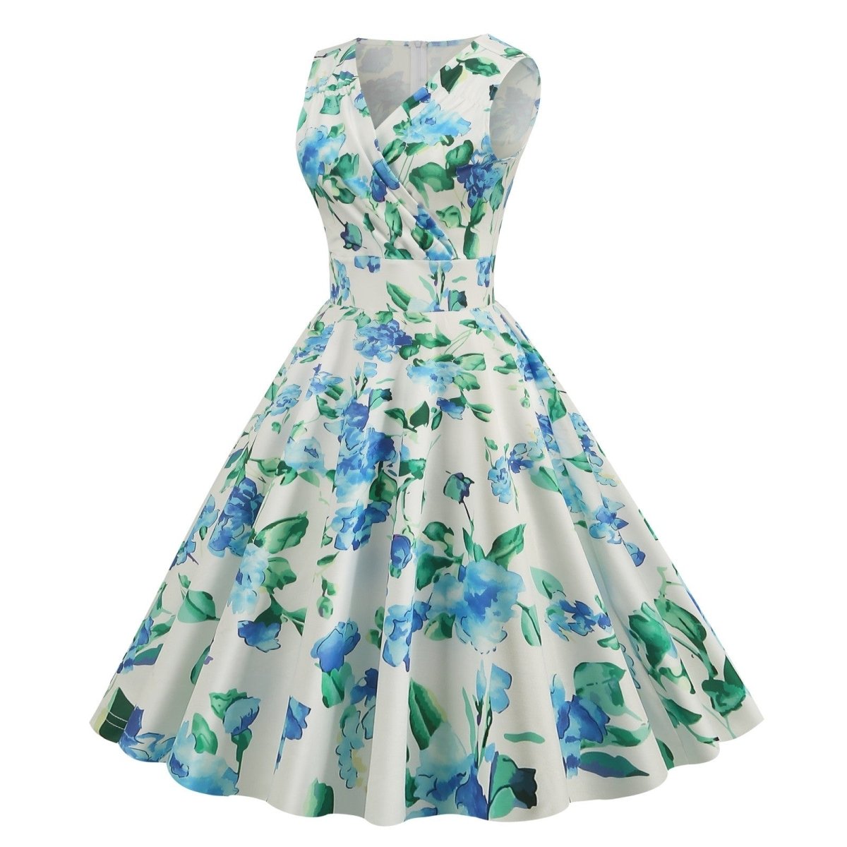 Robe Evasée Vintage Fleurs Bleues - Louise Vintage