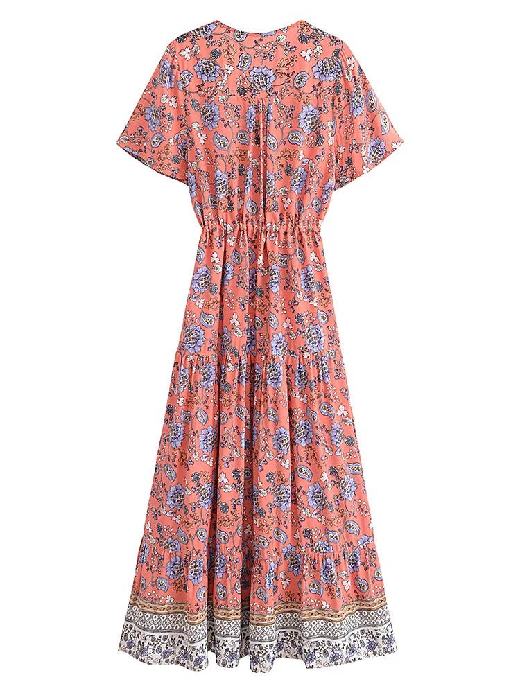 Robe Hippie Année 70 Fleurs - Louise Vintage
