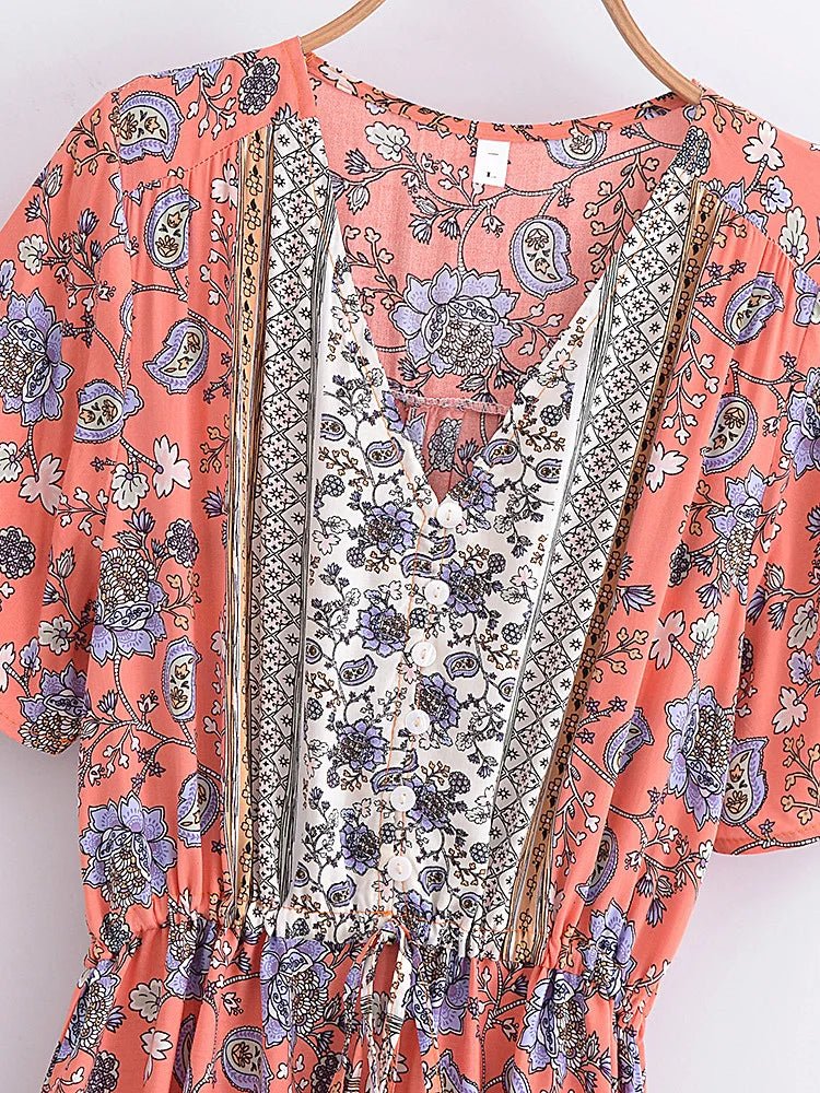 Robe Hippie Année 70 Fleurs - Louise Vintage