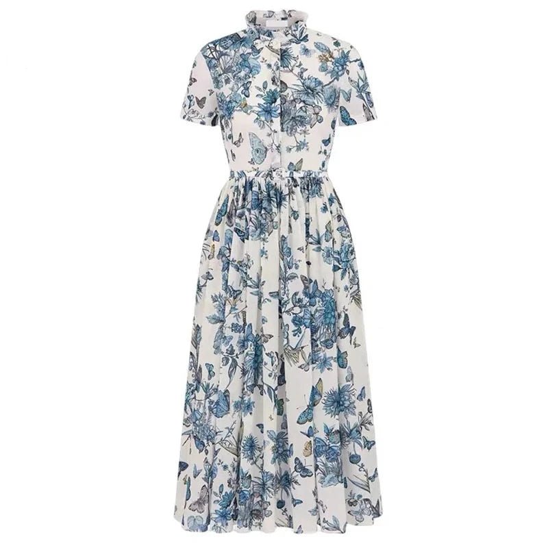 Robe Longue Fleurie Vintage Bleu - Louise Vintage