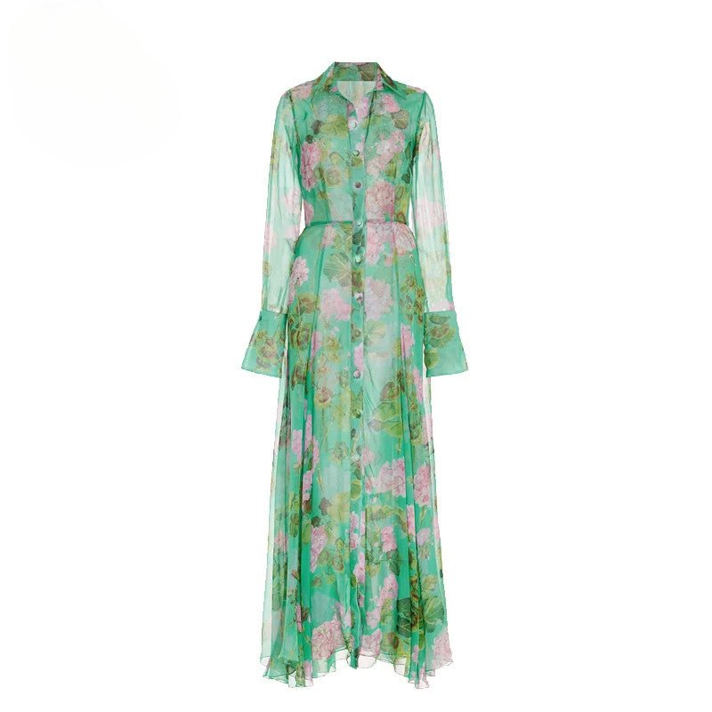 Robe Longue Fleurie Vintage Verte - Louise Vintage