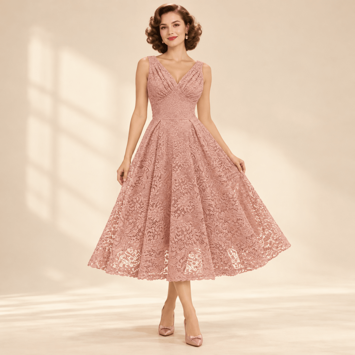 Robe Mariée Année 50 Rose - Louise Vintage