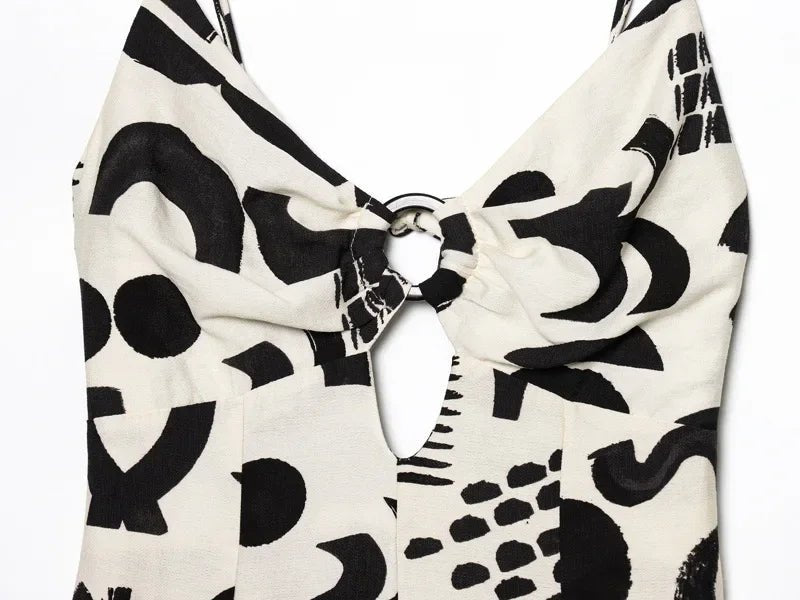 Robe Noire et Blanche Femme Année 70 - Louise Vintage