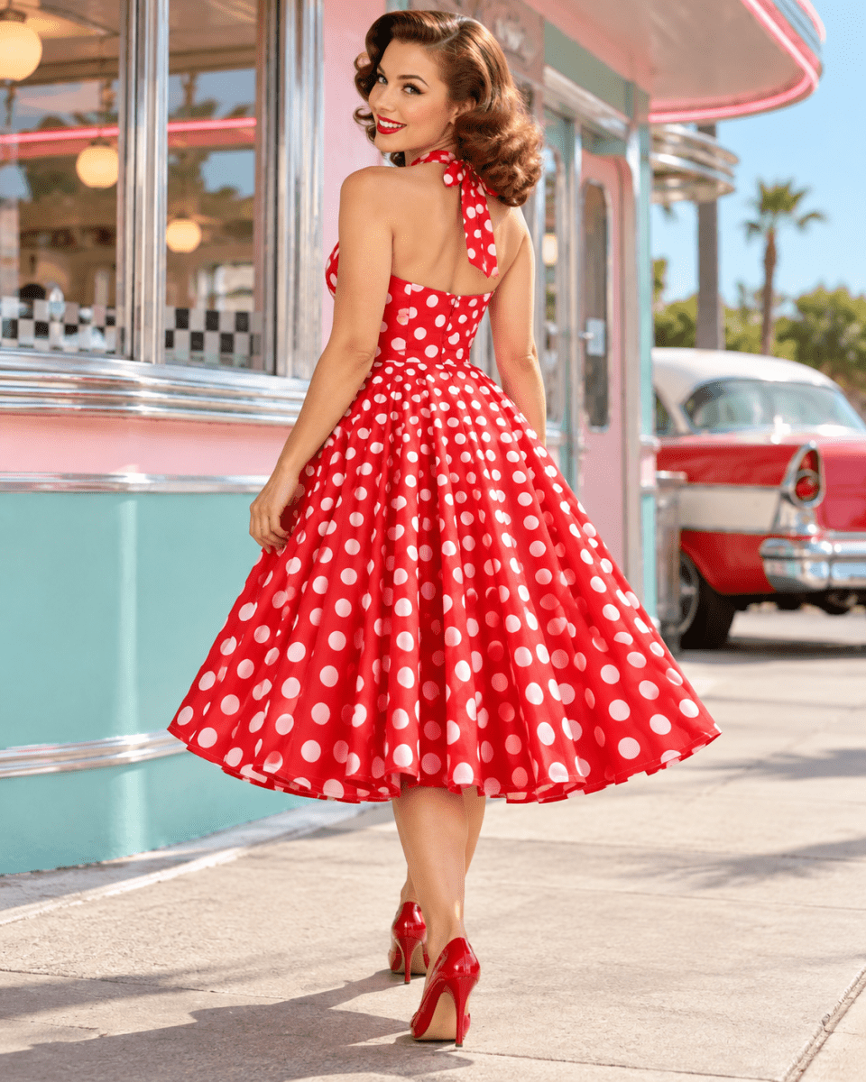 Robe Patineuse Année 50 Rouge - Louise Vintage