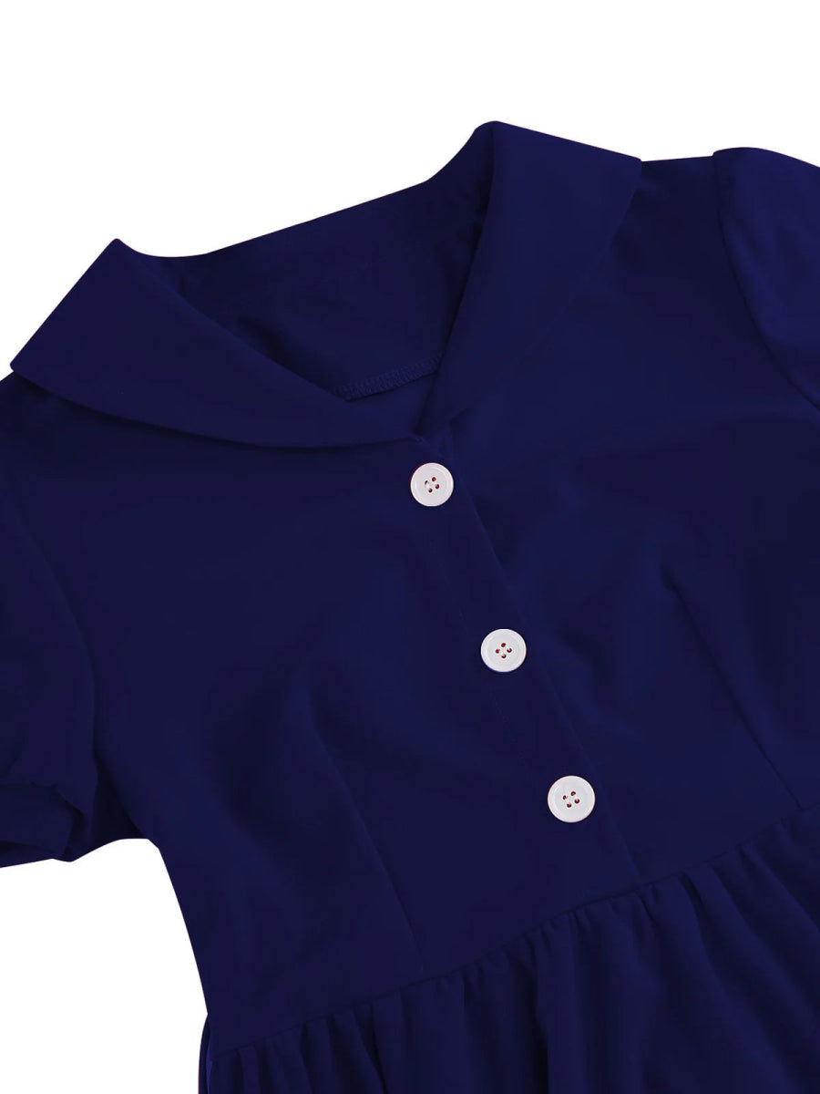 Robe Rockabilly Bleu Marine - Louise Vintage