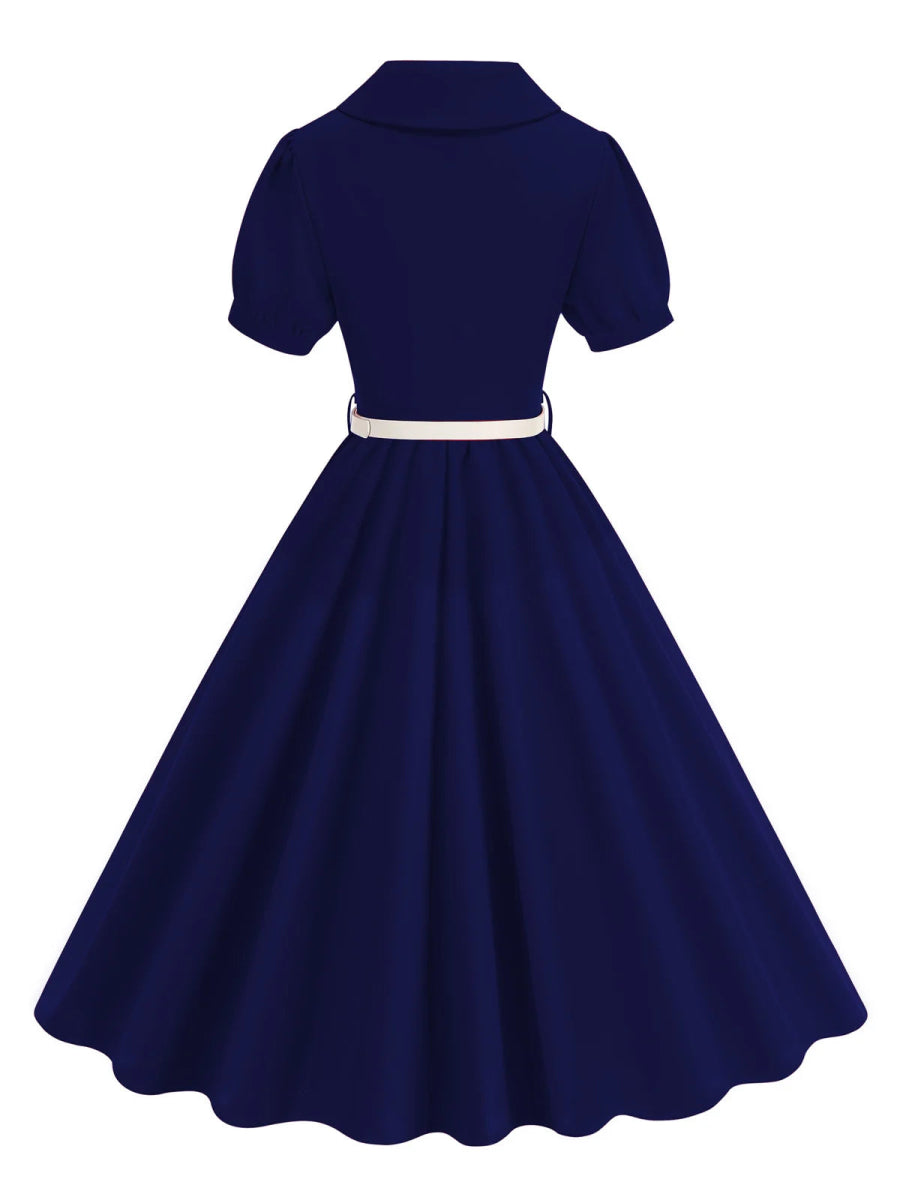 Robe Rockabilly Bleu Marine - Louise Vintage