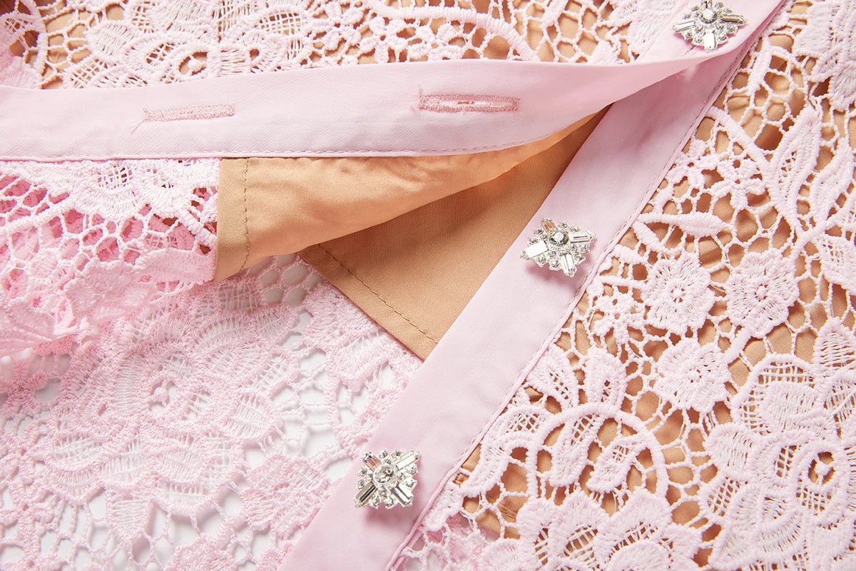 Robe Rose Broderie Anglaise Années 40 - Louise Vintage