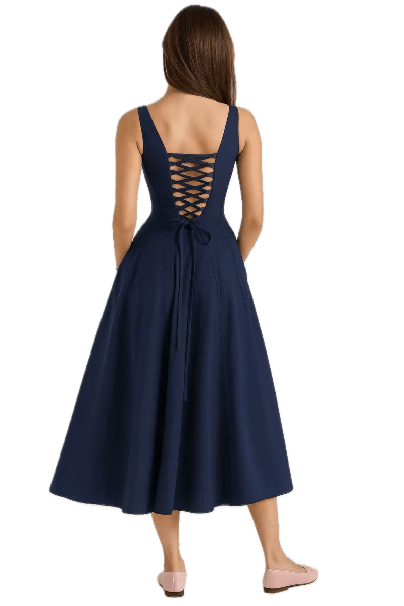 Robe Style Années 40 Marine - Louise Vintage