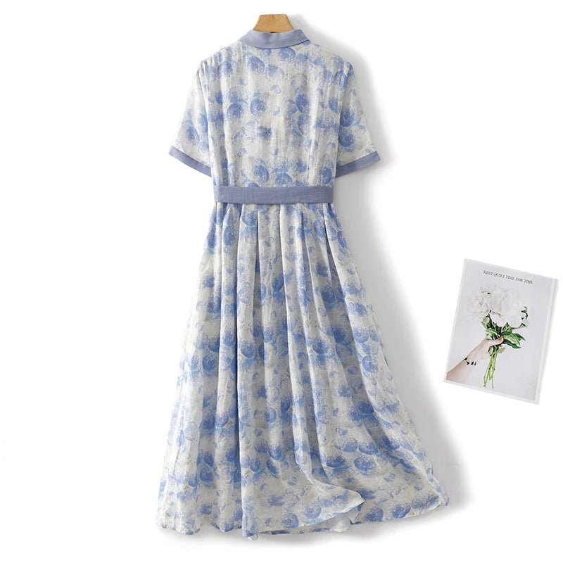Robe Trapèze Année 70 Bleue - Louise Vintage