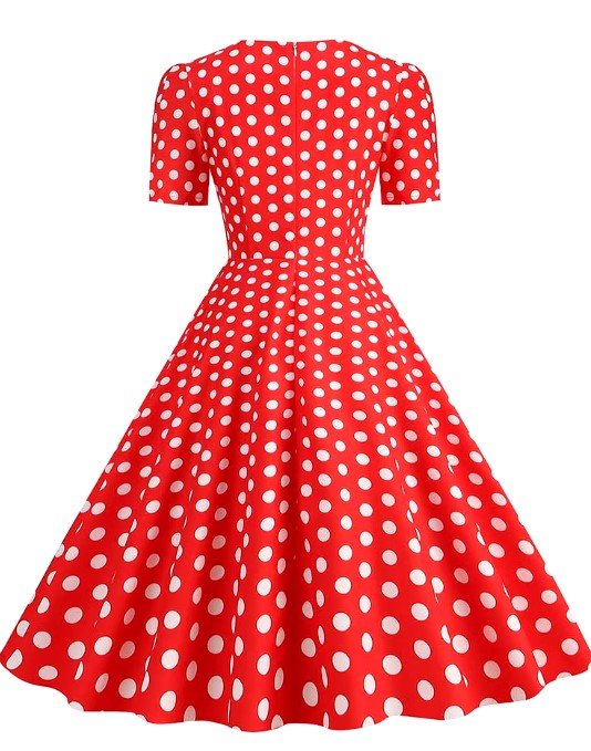 Robe Trapèze Vintage Rouge et Blanc - Louise Vintage