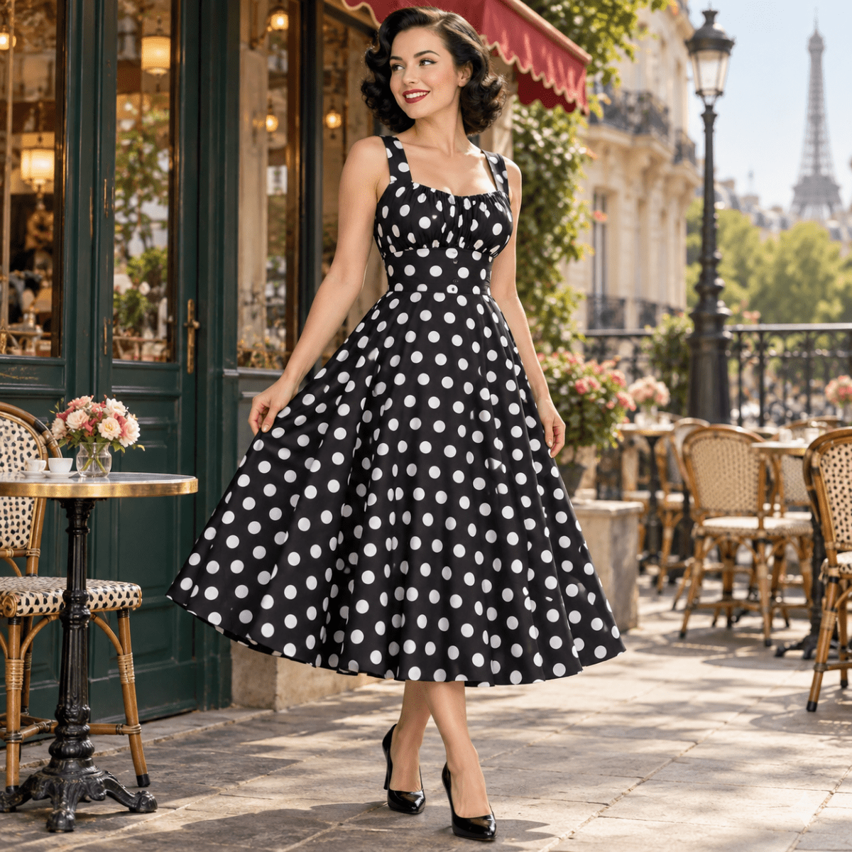 Robe Type Année 50 Noir - Louise Vintage