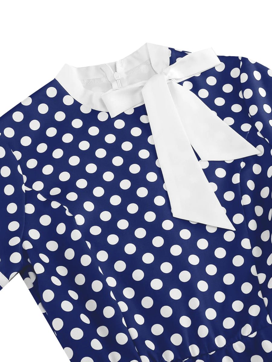 Robe Vintage 50s Bleue Pois - Louise Vintage