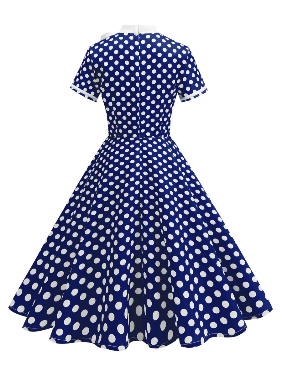 Robe Vintage 50s Bleue Pois - Louise Vintage