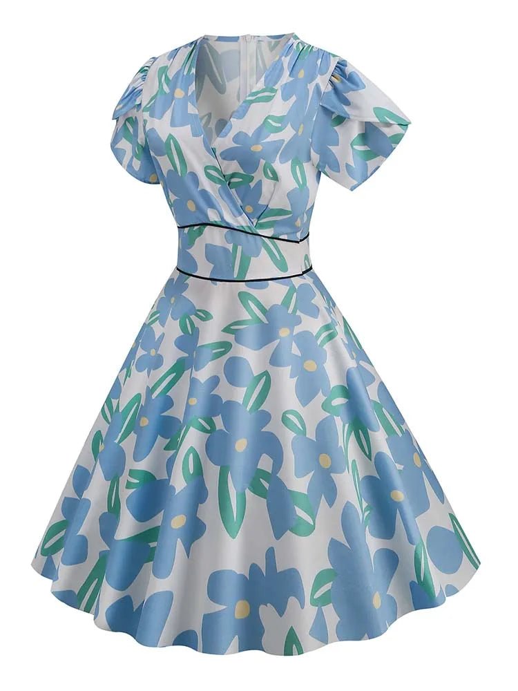 Robe Vintage Année 50 Grande Taille Fleurs - Louise Vintage